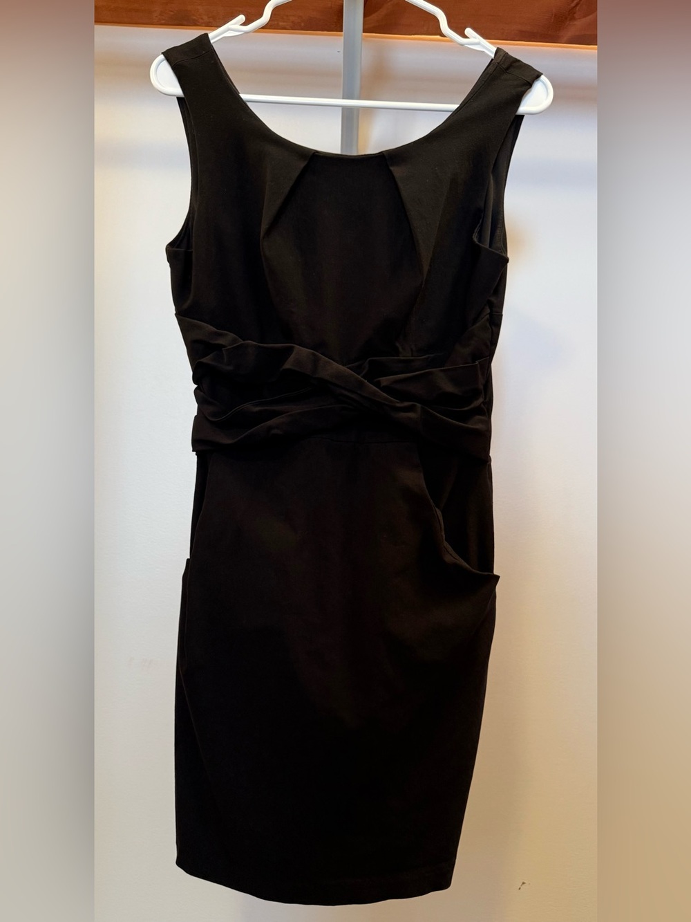 Teeze Me Black Sleeveless Backless Twist-Waist Sheath Dress